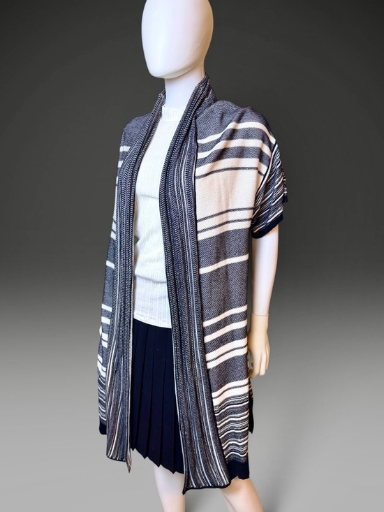 Vince Sweaters - Vince Black/White Striped Open Front Sweater Tunic - Size M
